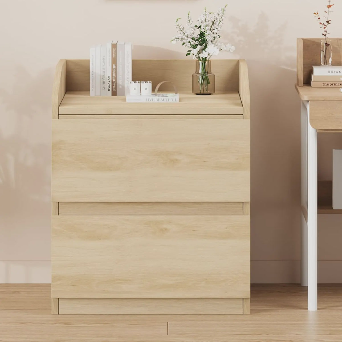 Nachtkastje met 2 Lades - Stijlvol Bijzetmeubel voor Slaapkamer & Woonkamer