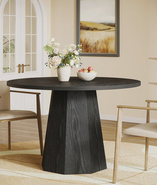 Moderne Zwarte Ronde Eettafel 118 cm met Stabiele Poot - Stijlvol en Compact