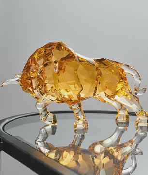 Kristallen Stier Beeldje - Luxe Acryl Ox Sculptuur voor Woonkamer & Kantoor Decoratie