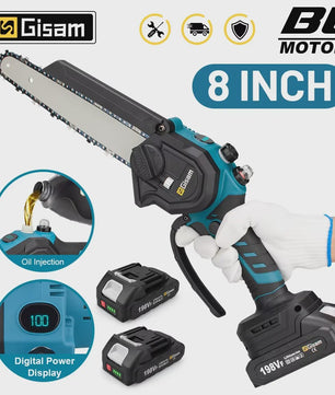 Gisam 8-Inch Snoerloze Kettingzaag - Krachtig, Borstelloos & Makita 18V Compatibel