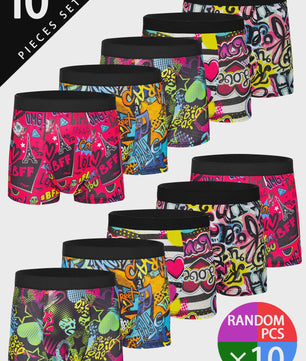 10-Pack Heren Boxershorts - Comfortabel, Zacht & Stijlvol Grafitti Print