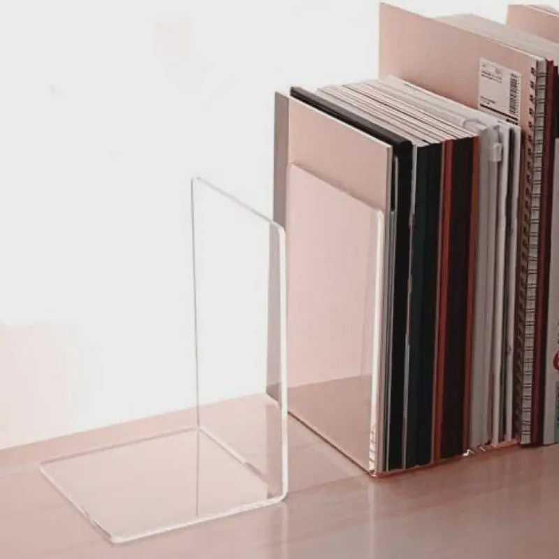 8x Stevige Doorzichtige Boekensteunen - Ideale Organizer voor Boeken, Films & CD's