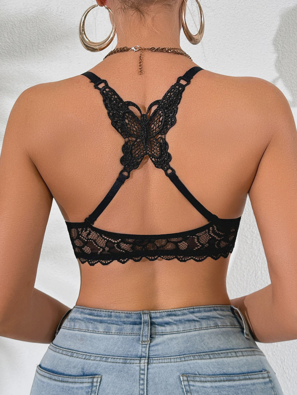 Luxe kanten push-up bh met vlinderdetail en voorsluiting
