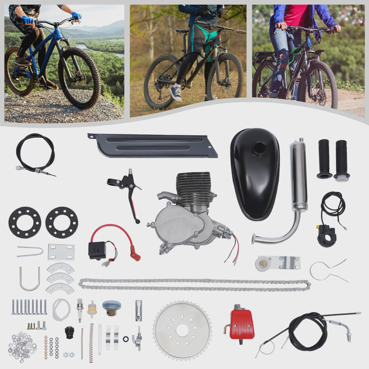 100CC 2-Takt Fietsmotor Kit - Benzine Motor voor Fietsen - Luchtgekoeld