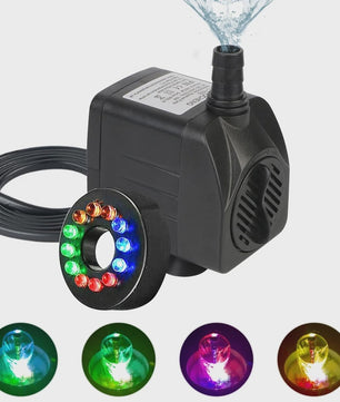 Waterdichte Dompelpomp Fontein met 12 LED Verlichting voor Aquarium, Vijver & Vogelbad - Stil & Krachtig