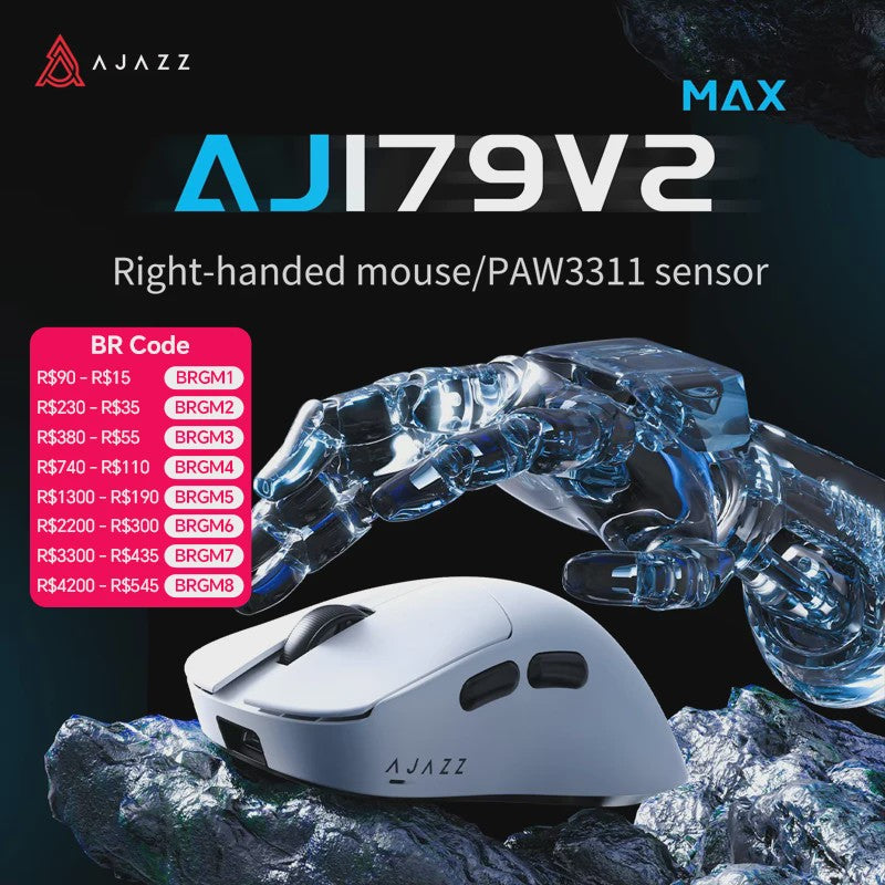 AJAZZ AJ179 V2 MAX Ergonomische Draadloze Gaming Muis (PAW3311, 1K Polling Rate, 56g)