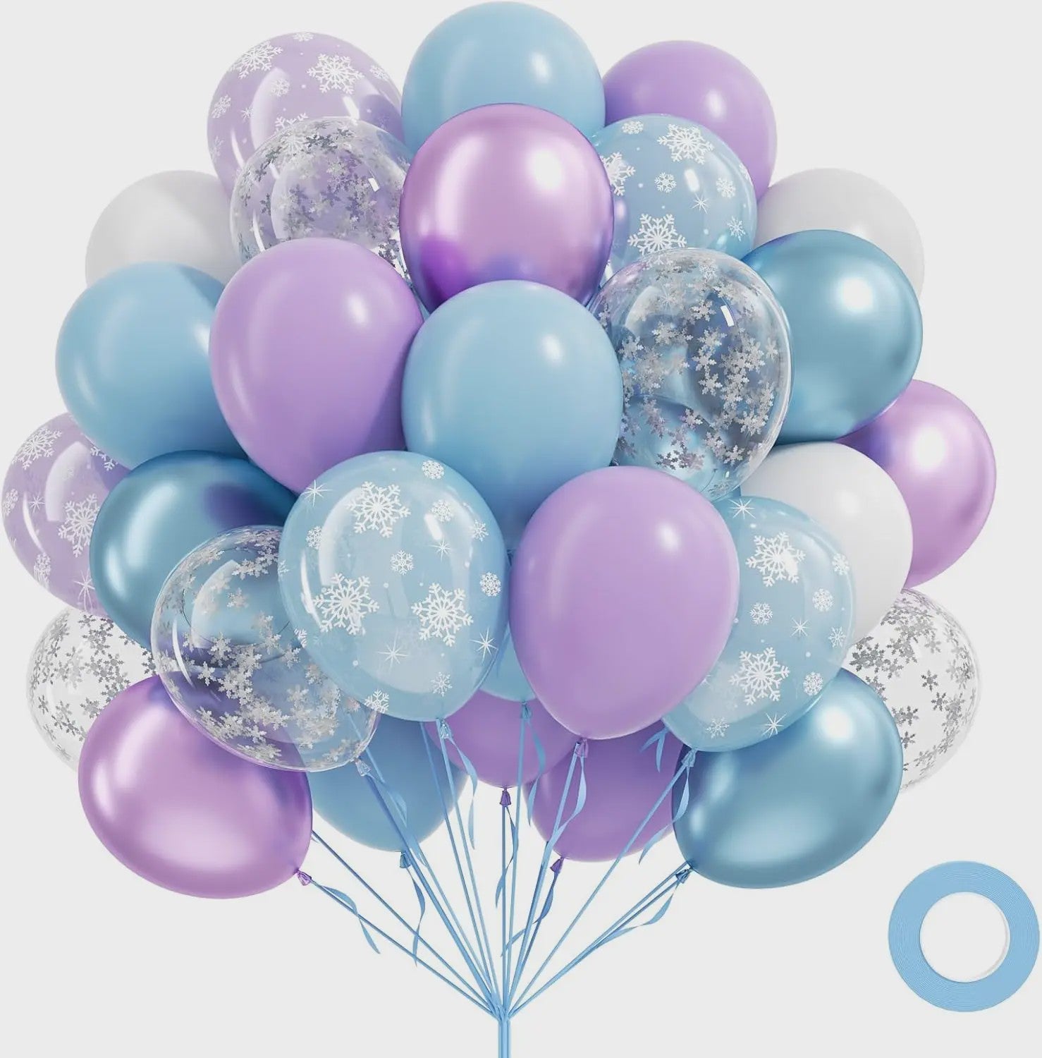 40x 12 inch Latex Ballonnen Set - Sneeuwvlok, Paars & Blauw - Feestdecoratie