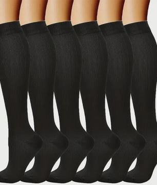 6 Paar Steunkousen - Zwart & Huidskleur - Comfort & Compressie voor Zorgverleners