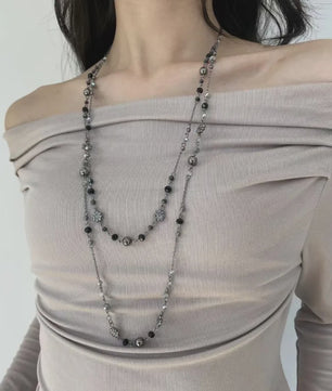 Dubbele Laags Ketting met Bloemen en Kralen - Bohemian Stijl