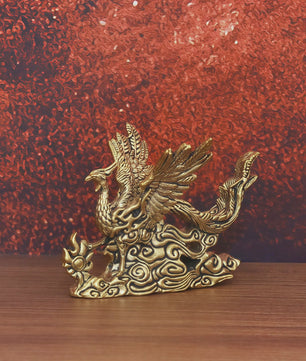 Gouden Feniks Beeldje - Decoratie voor Woonkamer, Bureau & Huis