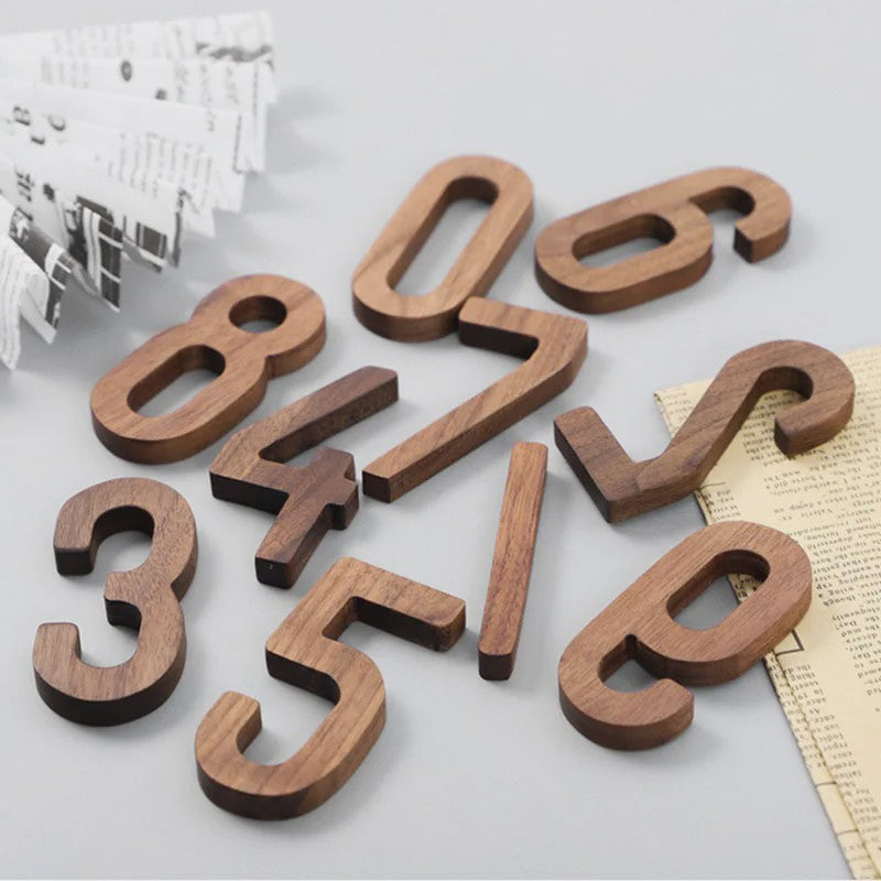 Houten Huisnummer met Magneet - 3 Inch Walnoot - 3D Adresnummer voor Buiten