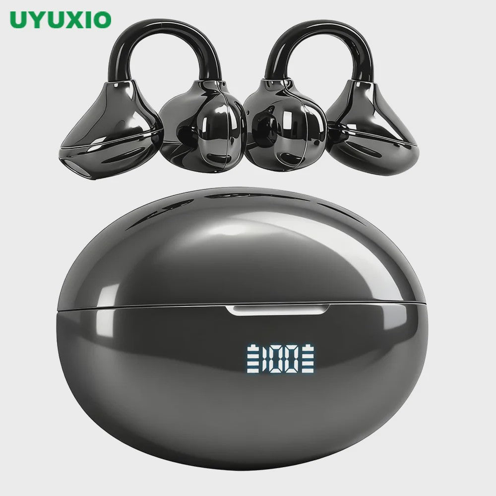 UYUXIO Clip-On Oordopjes met Microfoon - IPX7 Waterdicht & Bluetooth 5.4 voor Sport