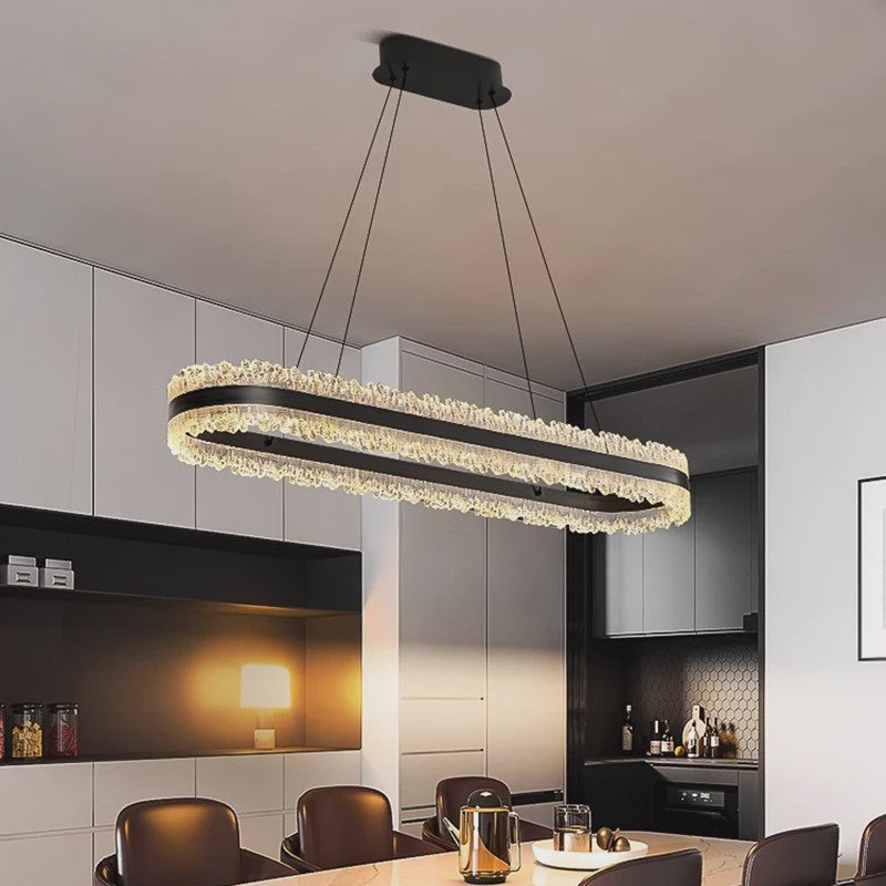 Moderne Ovalen Kristallen Plafondlamp - Hanglamp voor Eetkamer & Keuken