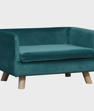 Luxe Hondensofa met Scandinavisch Design - Zacht Fluweel, Blauw, 64x45x36 cm
