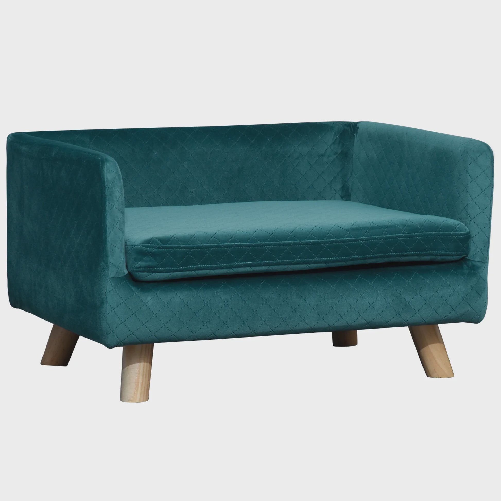 Luxe Hondensofa met Scandinavisch Design - Zacht Fluweel, Blauw, 64x45x36 cm