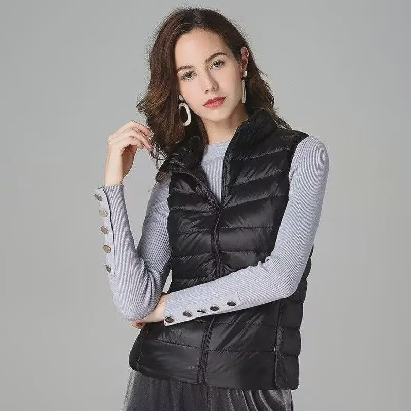 Stijlvolle Dames Bodywarmer - Lichtgewicht & Warm met Witte Eendendons Vulling