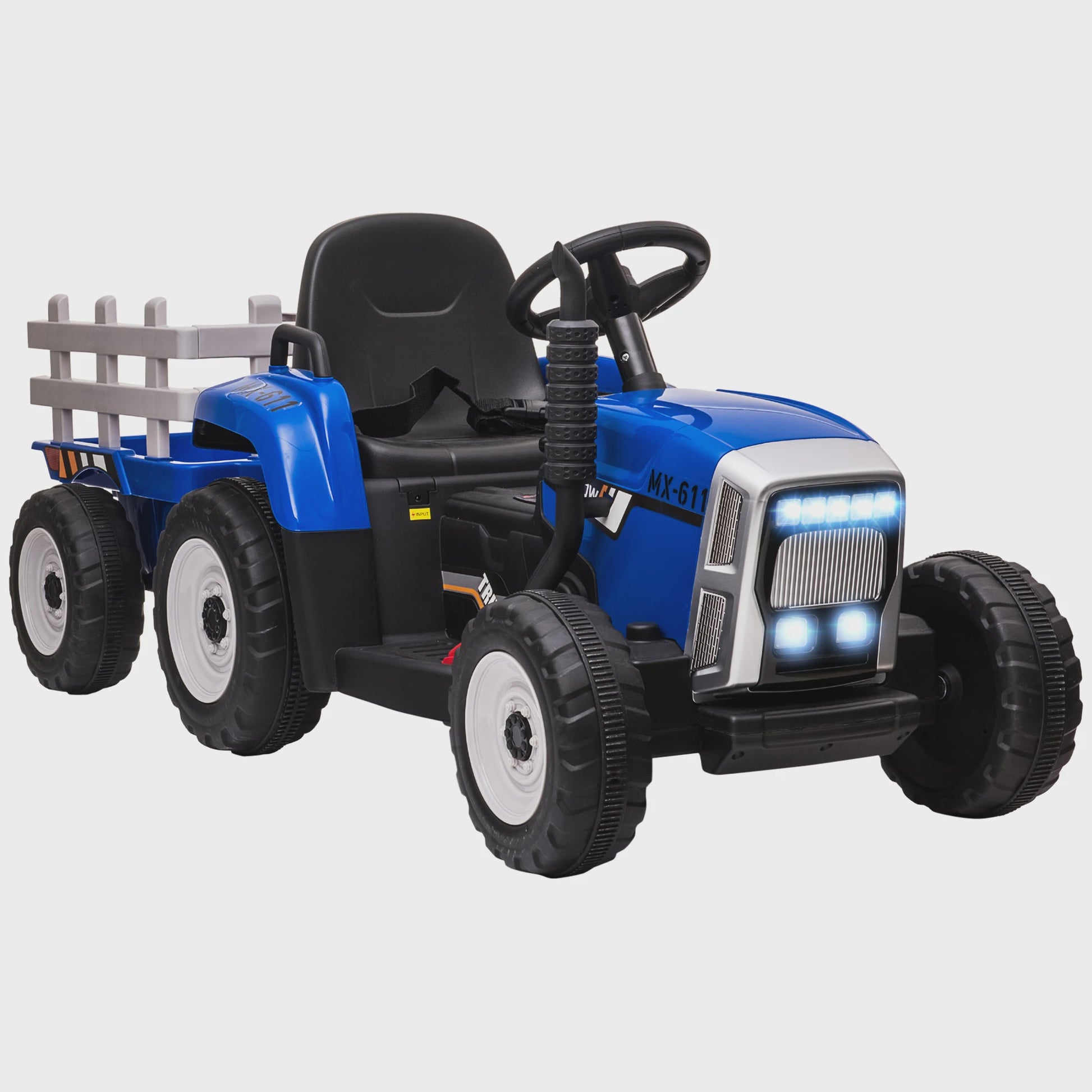 Elektrische Kinder Tractor met Aanhanger - Blauw (3-6 Jaar)