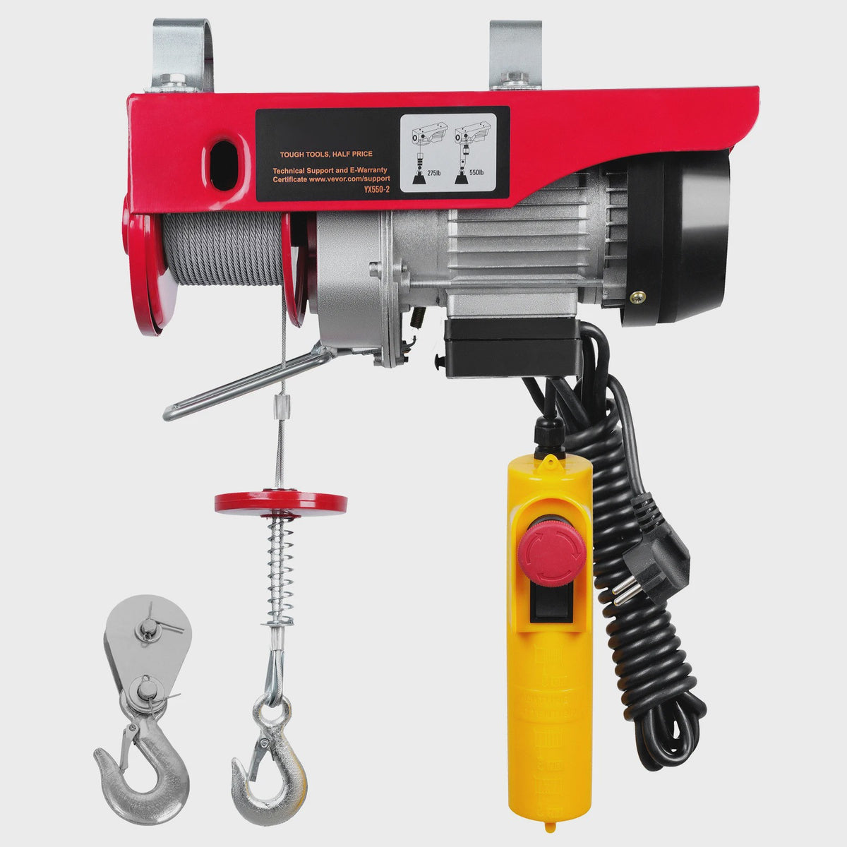 Elektrische Takel 250kg - 550lbs Takel met 4.2m Afstandsbediening voor Garage & Werkplaats
