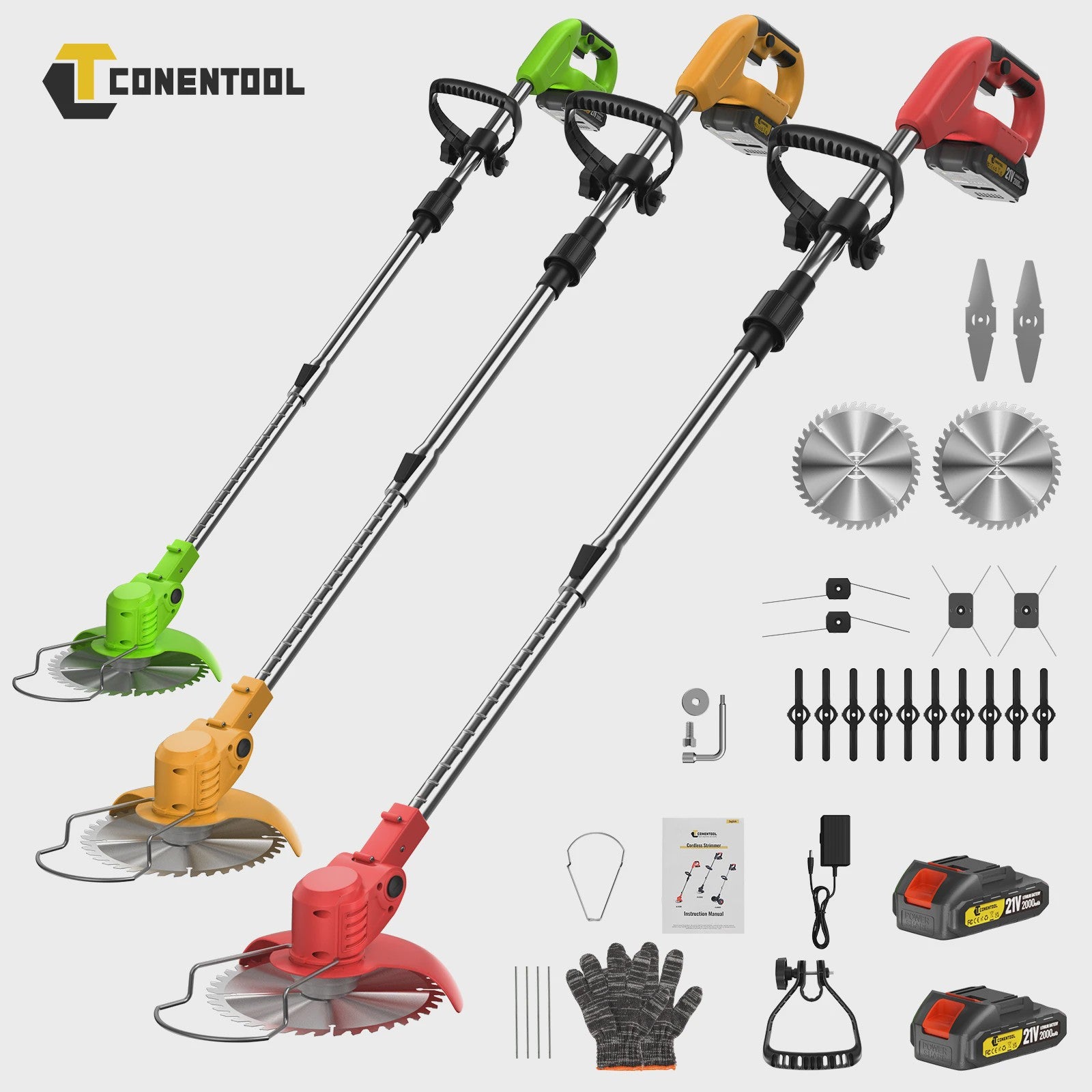 Krachtige 21V Accu Grastrimmer 15000RPM - Inklapbaar, met 5 Bladen & Makita 18V Batterij Compatibel - Snoerloze Bosmaaier & Onkruidtrimmer