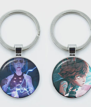 League of Legends Jinx Anime Glazen Hanger Sleutelhanger - Uniek Cadeau voor Fans