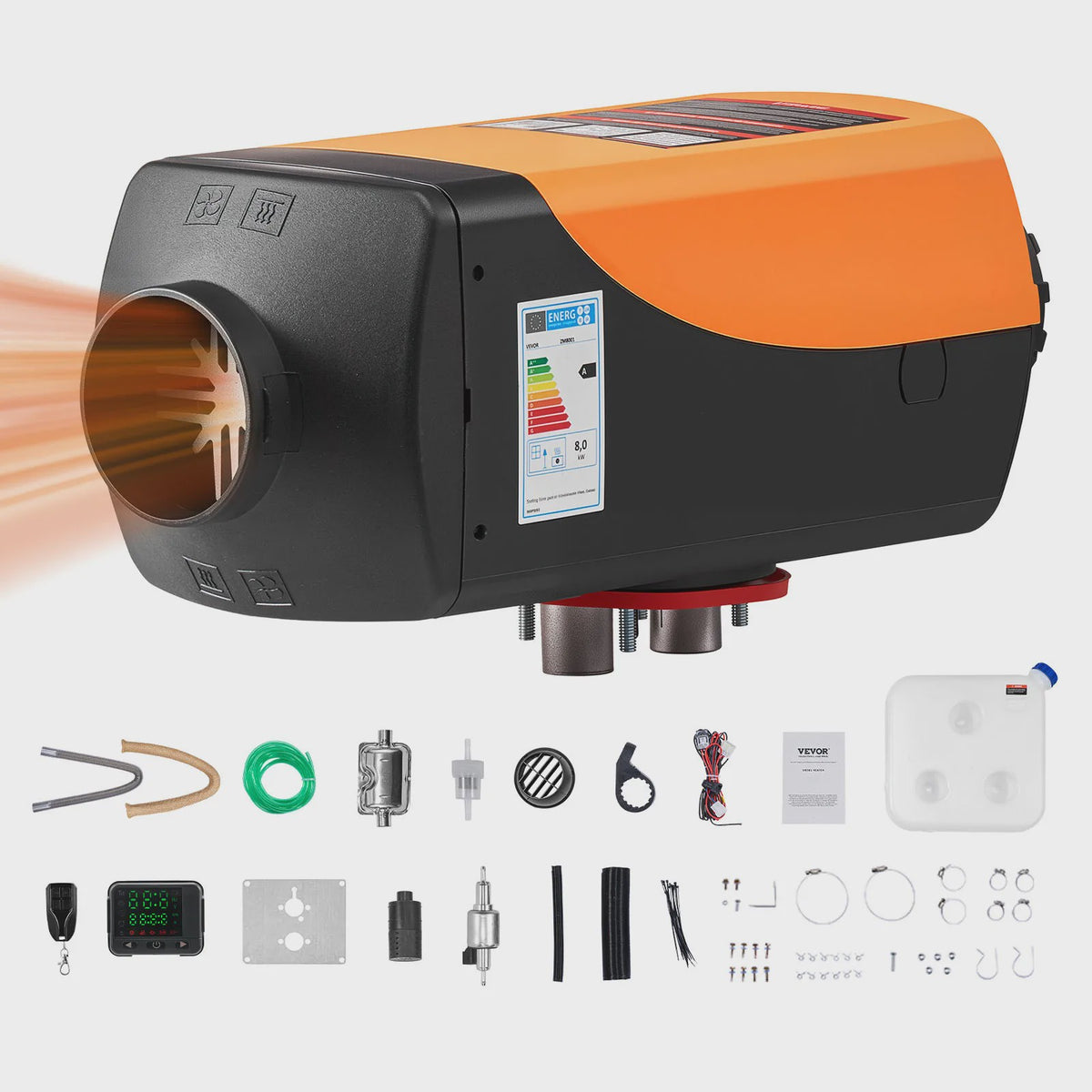 Krachtige 2/8KW Diesel Luchtverwarmer 12-24V met Afstandsbediening voor Camper, Vrachtwagen, Boot & Trailer