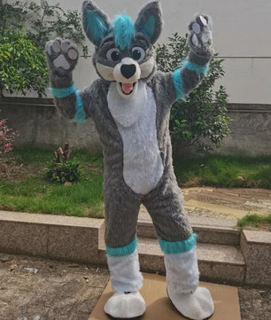 Luxe Grijze Wolf Husky Fursuit Mascotte Kostuum voor Volwassenen