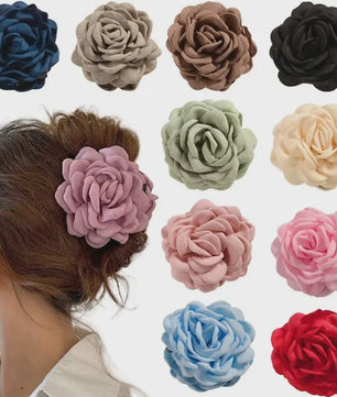 Bloem Haarclip Dames - Katoen Stof Rozen Klip - Medium Maat - Koreaanse Stijl Haarsieraad