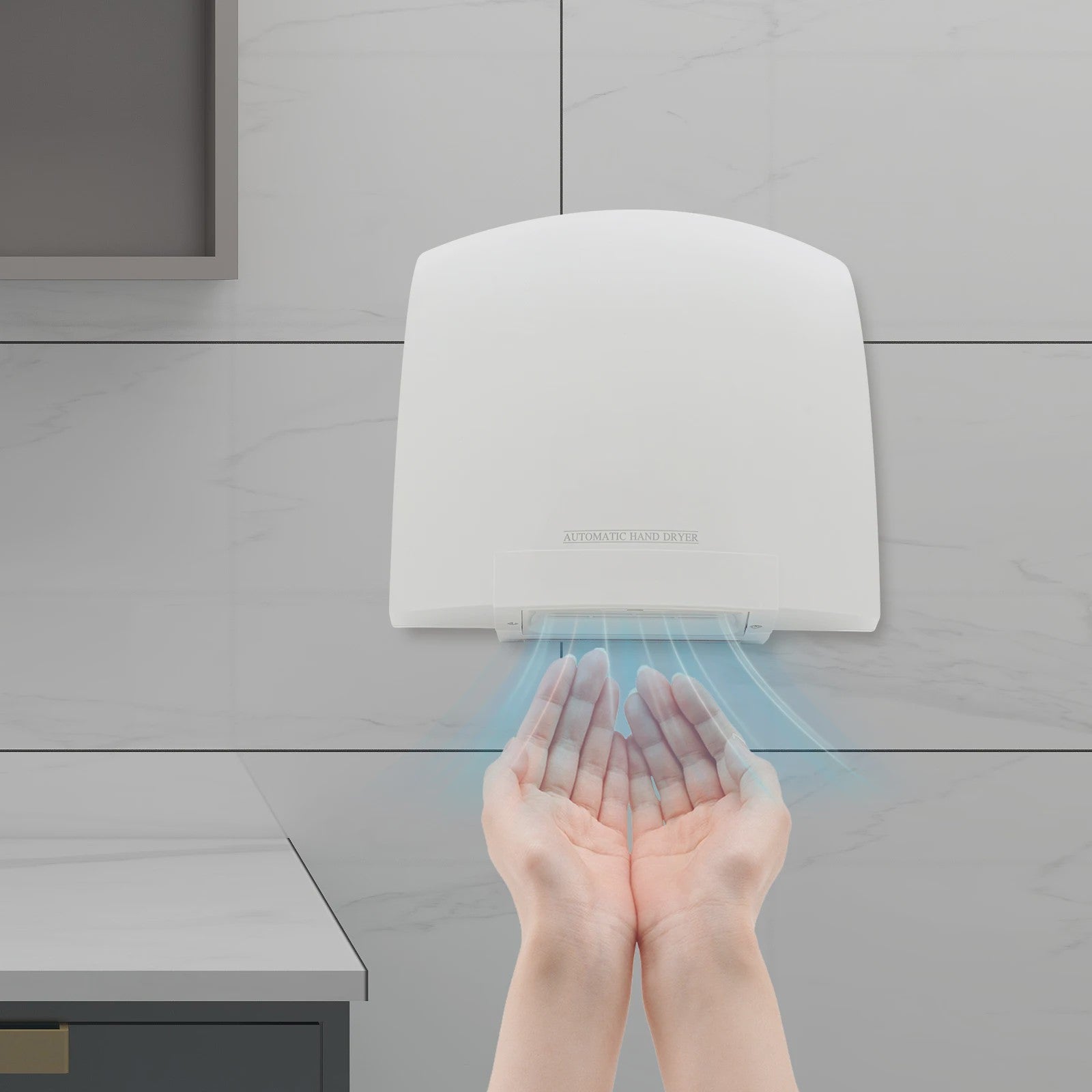 Automatische Handdroger 1200W - Contactloos, Wandmontage, Instelbare Warmte