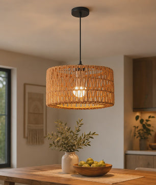 Hanglamp Rotan Mand - Rustiek Landelijk Design - Verstelbaar - 31cm Diameter
