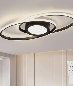 Moderne Zwarte LED Plafondlamp 48W Dimbare met Afstandsbediening & Kleurtemperatuur 3000K-6500K