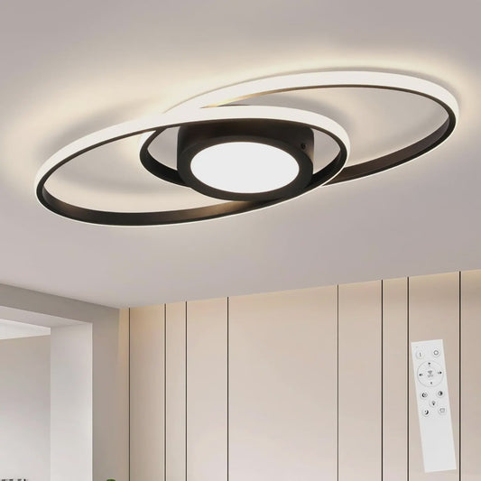 Moderne Zwarte LED Plafondlamp 48W Dimbare met Afstandsbediening & Kleurtemperatuur 3000K-6500K