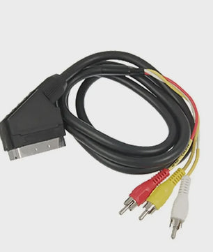 Scart naar 3x RCA & S-Video Adapter met In/Uit Schakelaar - Zwart