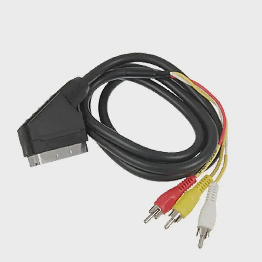 Scart naar 3x RCA & S-Video Adapter met In/Uit Schakelaar - Zwart