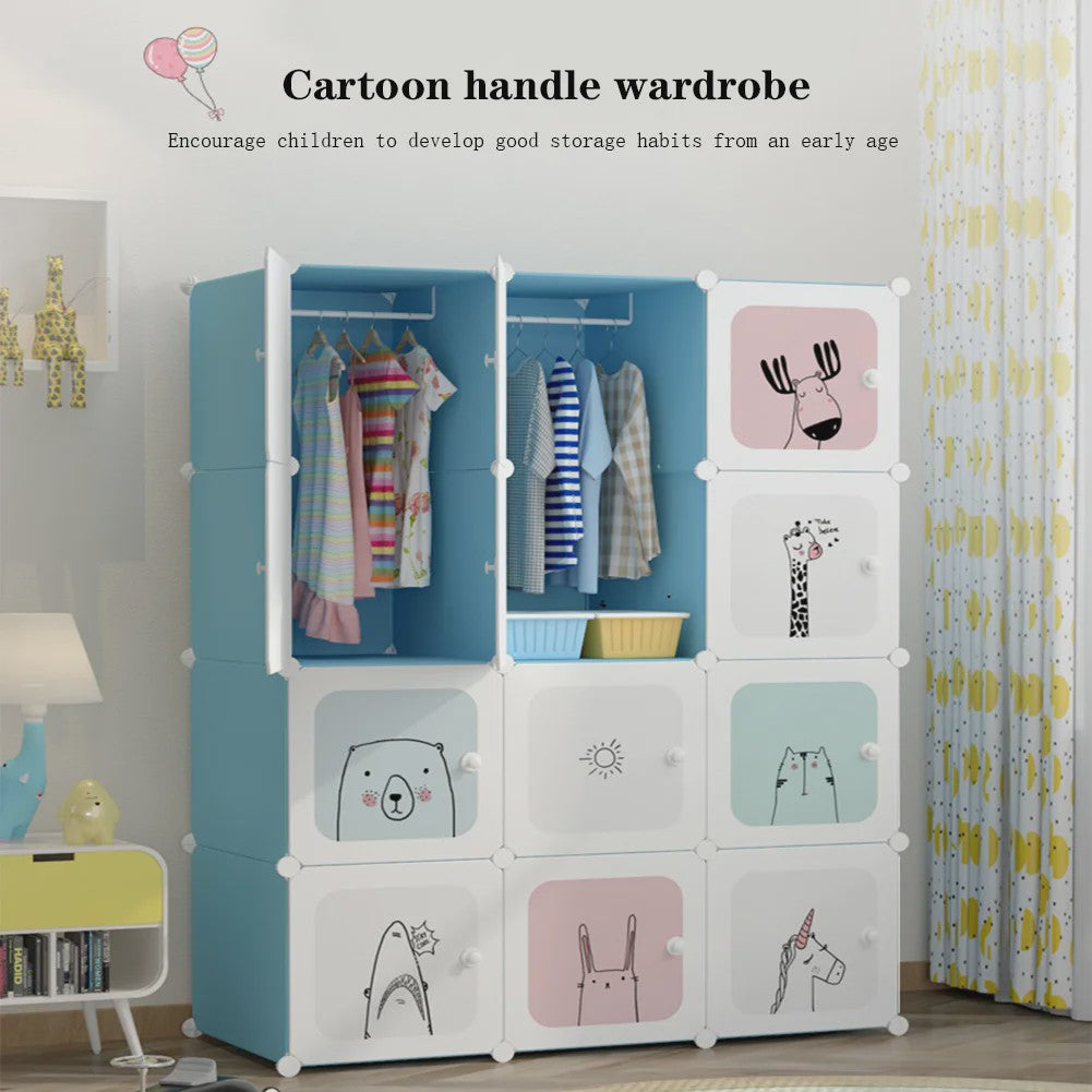 Modulaire Kinder Garderobekast - Ruimtebesparende Plastic Opbergkast met Hangroede & DIY Montage
