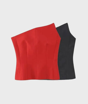 Asymmetrische Dames Bustier Top - Sexy Backless Design met Ritssluiting aan de Zijkant