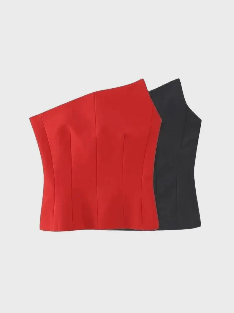 Asymmetrische Dames Bustier Top - Sexy Backless Design met Ritssluiting aan de Zijkant