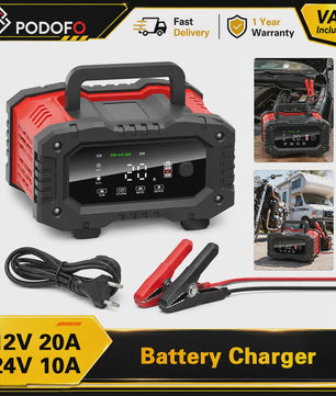 Universele 12V/24V Slimme Batterijlader met 7-Traps Oplaadcyclus & Reparatie Modus