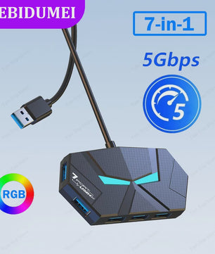 4/7 Poorts USB 3.0 Hub met Type-C Voeding - 5Gbps Docking Station voor Laptop & PC