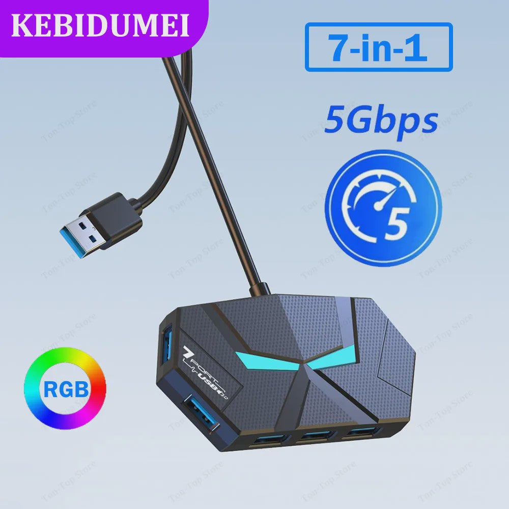 4/7 Poorts USB 3.0 Hub met Type-C Voeding - 5Gbps Docking Station voor Laptop & PC