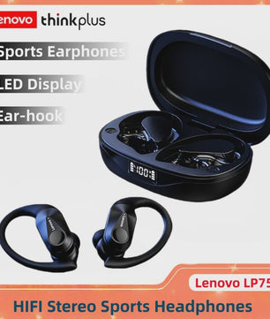 Lenovo LP75 Draadloze Oordopjes met Oorhaak - Sport, Bellen & Noise Cancelling