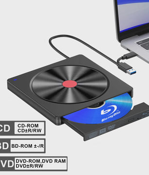 Externe Blu-ray Drive USB 3.0 & Type-C - Draagbare BD/DVD/CD Brander & Lezer voor Laptop & PC