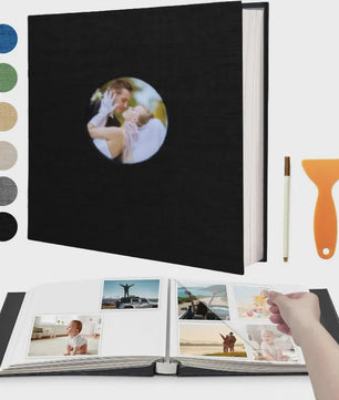 Luxe Linnen Scrapbook Album - Zelfklevend, 40 Pagina's voor 4x6, 5x7, 8x10 Foto's - Inclusief Pen & Tool - Perfect voor Familie & Bruiloft