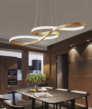 Moderne LED Plafondlamp met Afstandsbediening - Goudkleurig, Dimbare Hanglamp voor Keuken of Eettafel