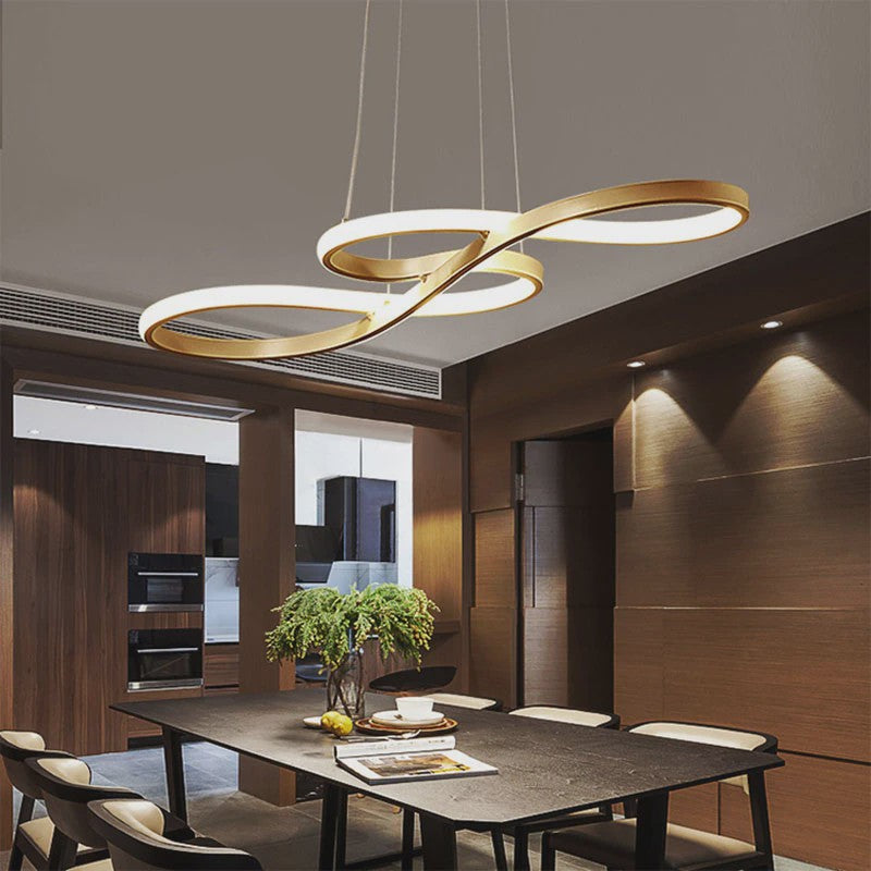 Moderne LED Plafondlamp met Afstandsbediening - Goudkleurig, Dimbare Hanglamp voor Keuken of Eettafel