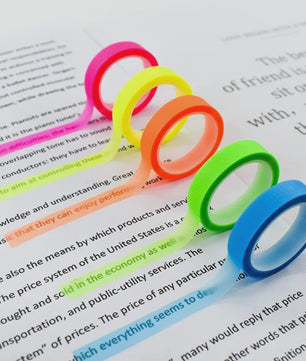 5 Rollen Transparante Fluorescerende Markeringstape - 5 Kleuren