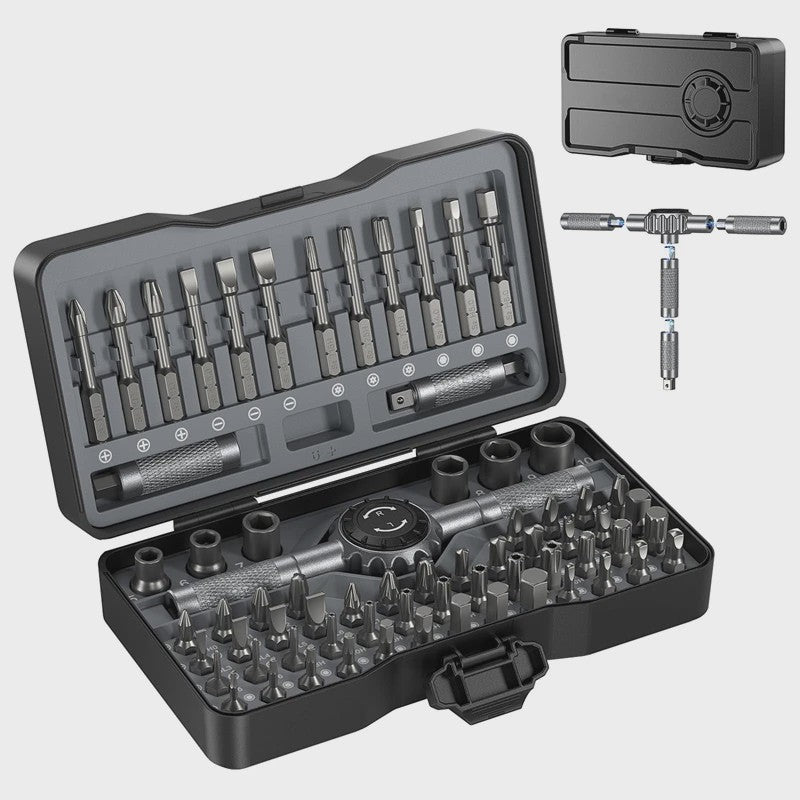 69-delige Magnetische Ratel Schroevendraaierset met 4 Handvatten & S2 Staal Bits voor Precisiewerk