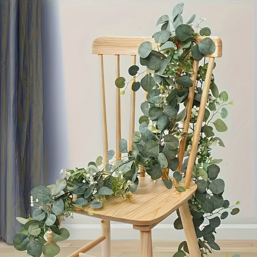 Kunst Eucalyptus Slier met Witte Bloesems - 180cm Decoratieve Slir voor Binnen & Buiten