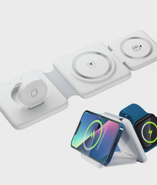 3-in-1 Magnetische Draadloze Oplader Stand voor iPhone, Apple Watch & AirPods - Snelladen