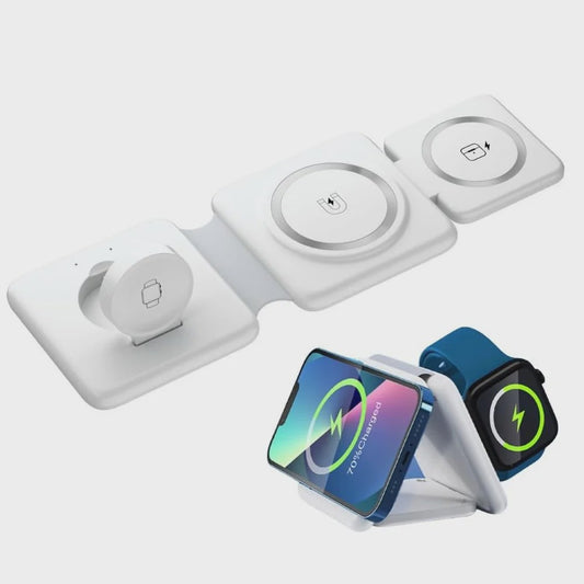 3-in-1 Magnetische Draadloze Oplader Stand voor iPhone, Apple Watch & AirPods - Snelladen