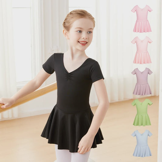 Schattige Ballet Leotard Jurk met Tutu voor Meisjes - Kortmouw Danskleding